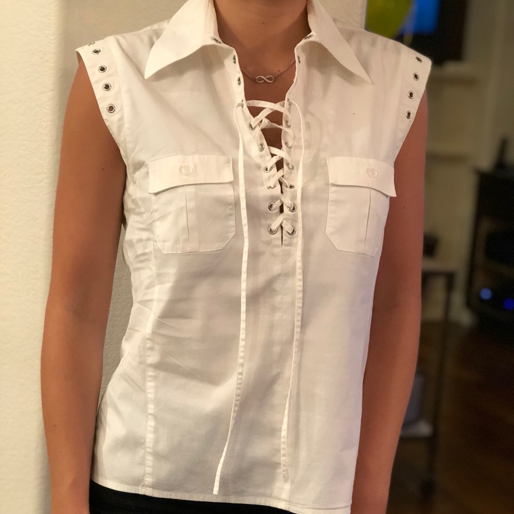 Boutique white/cream tie up tank top